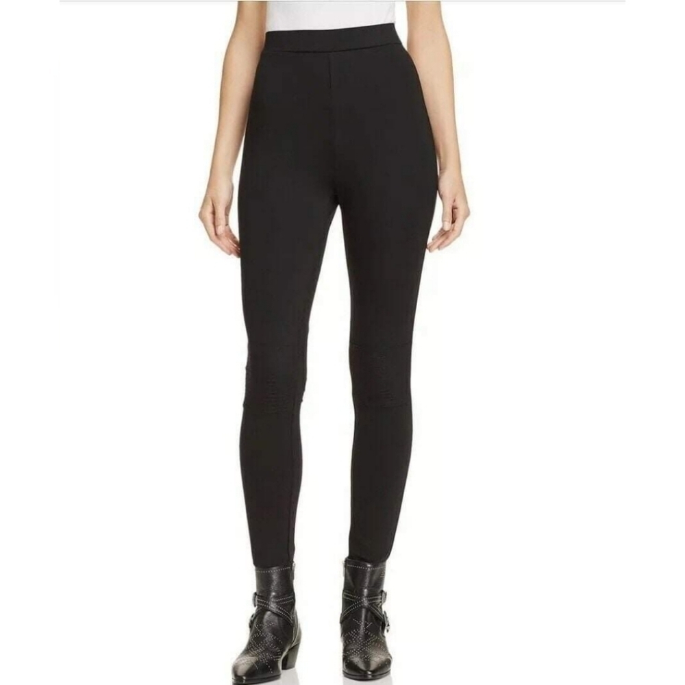 Aqua Size S Black Ponte Moto Leggings